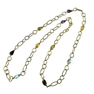 Vintage 14 Karat Yellow Gold and Gemstone Necklace #13241